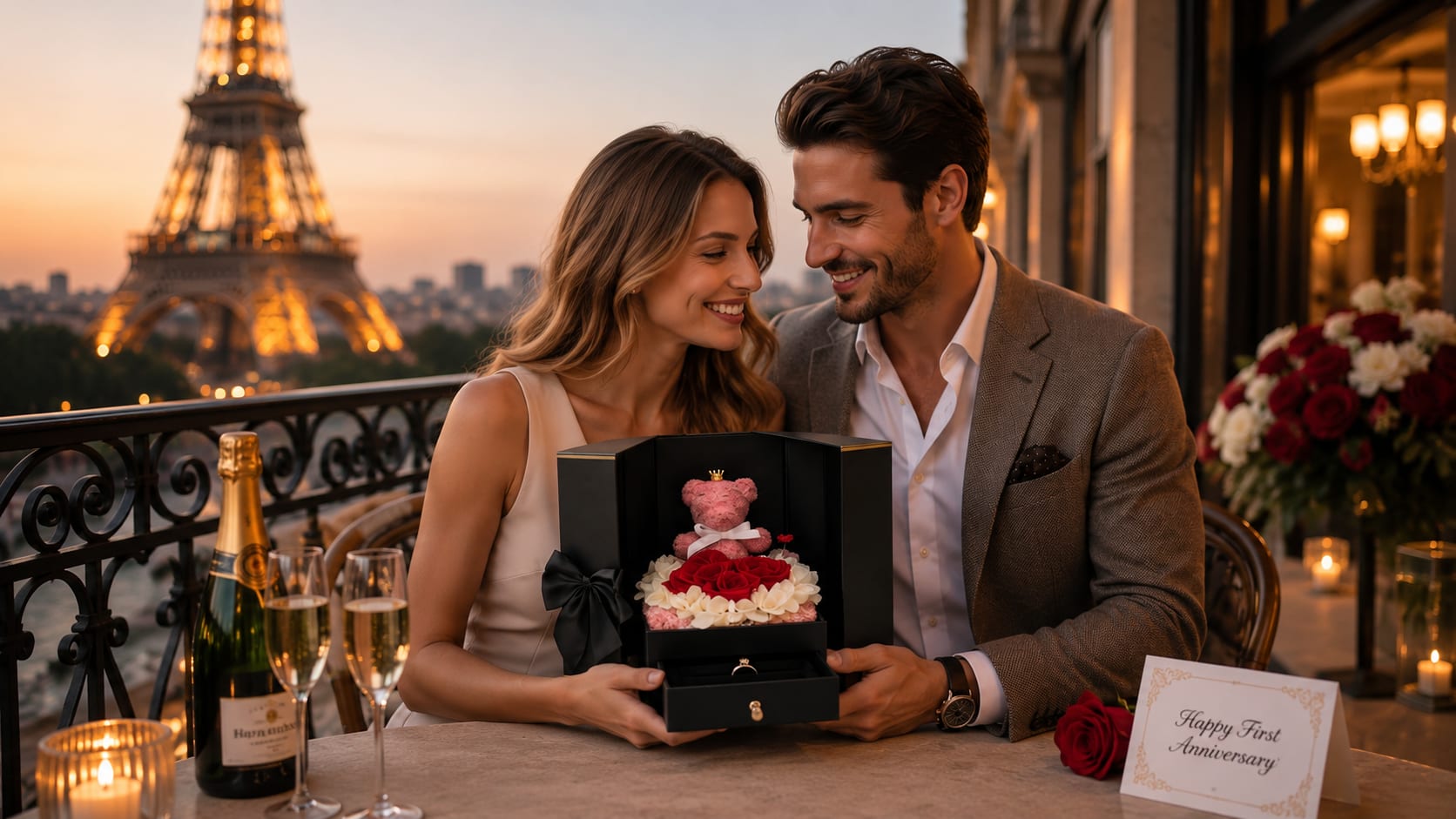 Erster Jahrestag Geschenk – Rosenbox BoxBloom Jahrestag Geschenk für sie – romantische Geschenkbox mit konservierten Rosen und geheimer Schublade von BoxBloom